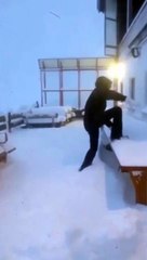 Kid Tries To Do A Flip And Ends Up Landing Face First In The Snow