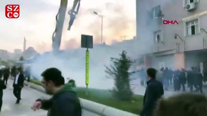 Cemaat yurdu yıkımında gerginlik