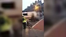 Shocking video shows moment Edinburgh white van driver knocks cyclist off bike after hitting pedestrian minutes earlier