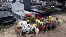 Apples placed on former French President Jacques Chirac's tombstone in Paris