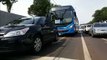 Acidente entre carro e ônibus é registrado no Centro de Cascavel