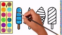 Glitter Ice Cream Drawing Coloring Pages Learn Colors Toys For Kids Toddlers