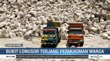 Bukit Batu Dekat Pemukiman Penduduk di Bandar Lampung Longsor