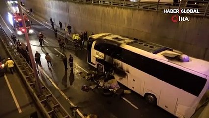 Yine şehirlerarası otobüste seyir halindeyken yangın çıktı