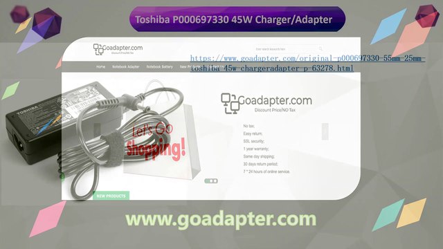 Toshiba P000697330 5.5mm * 2.5mm 45W Charger/Adapter in goadapter.com
