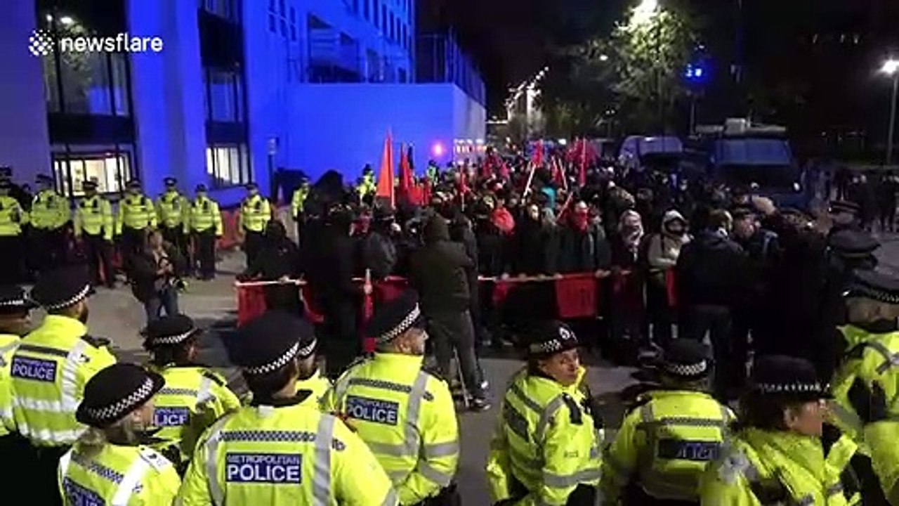Anti-fascist march in central London met with opposition who 'were seen giving Nazi salutes'