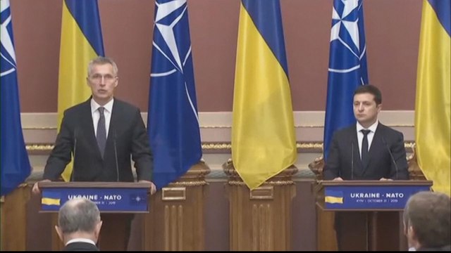 NATO chief in Ukraine says Russia must withdraw troops