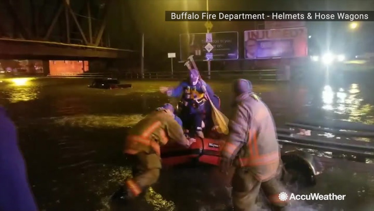 Stranded motorist rescued from flooded road in Buffalo