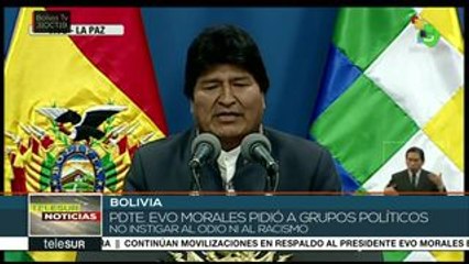 Pdte. Evo pide a grupos políticos no instar al odio y racismo