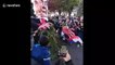Incredibly bizarre puppet fight during Chilean protest