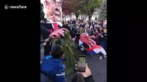 Incredibly bizarre puppet fight during Chilean protest