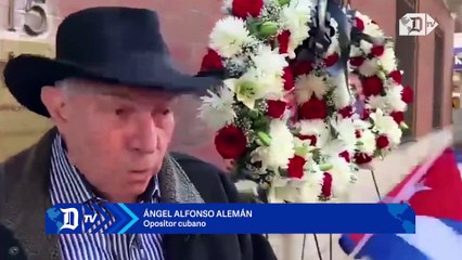 Activistas cubanos protestan frente a misión castrista en Nueva York por muerte de Sosa Fortuny