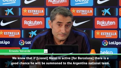 Download Video: Messi's Argentina recall not a blow for Barca - Valverde