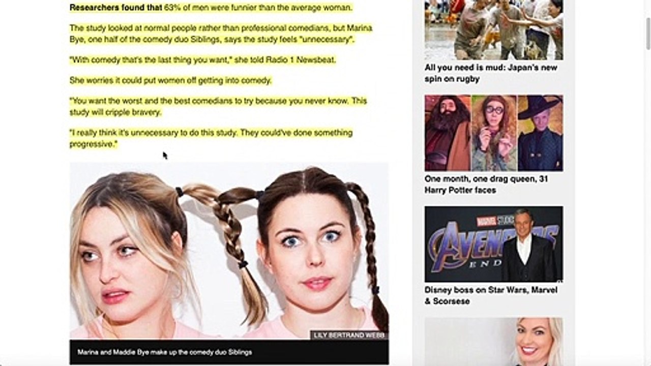 STUDY SAYS MEN ARE FUNNIER THAN WOMEN