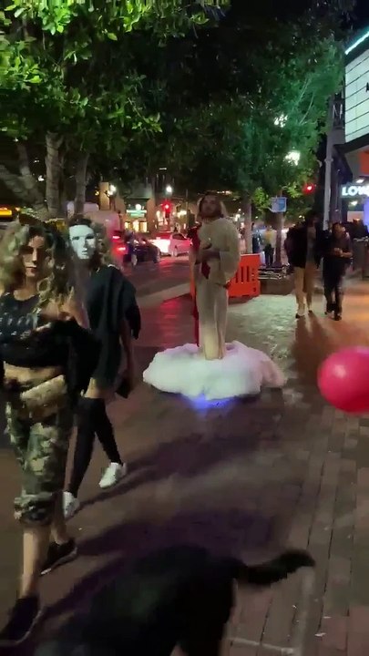 Jesus Christ  Floats Down a NYC Street on Halloween 2019