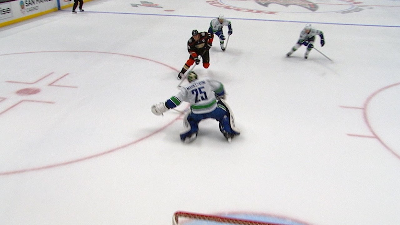 Ryan Getzlaf dekes past charging Markstrom for game-winner in OT