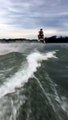 Wake Surfer Attempts To Jump A Wave And Fails