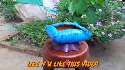 Homemade cement flower pot
