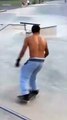 Skateboarder Rides Up A Quarter Pipe And Fails
