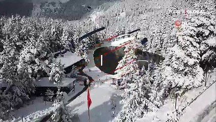 Limni Gölü'nde kar beyazı büyüsü