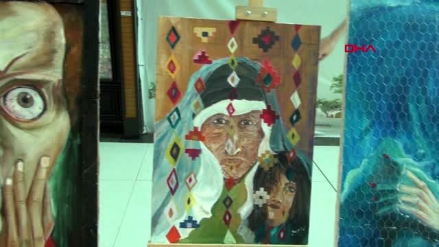 Hatay'da kadına şiddet temalı resim sergisi