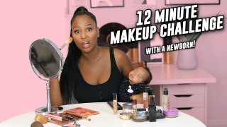 ‪12 MINUTE MAKE UP CHALLENGE‬ ‪(With a baby in my arm) ‬