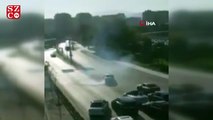 Trafik magandaları yolu kapatıp drift attılar ,