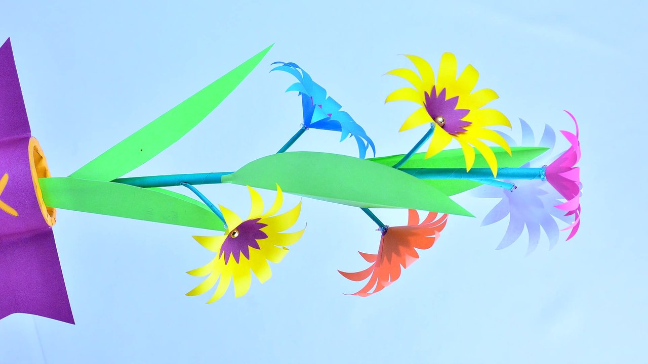 How to Make Paper Stick Flowers Easy | Very Easy Paper Flowers Decoration at Home | DIY Paper Crafts
