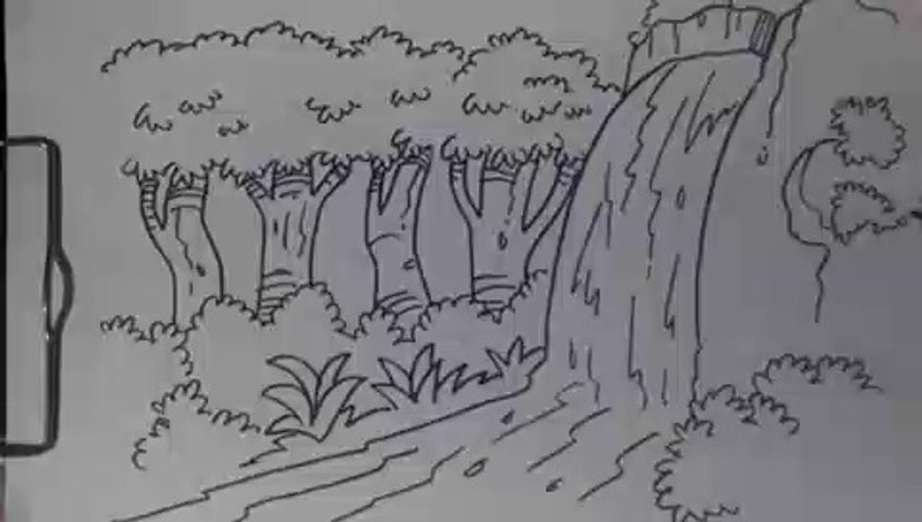 Cara Mudah Menggambar Air Terjun