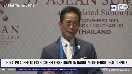 China, PH agree to exercise self-restraint in handling of territorial dispute