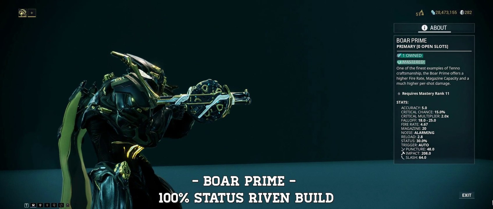 Warframe: Boar Prime - 100% Status Riven Build (Update/Hotfix 24.2.10 ...