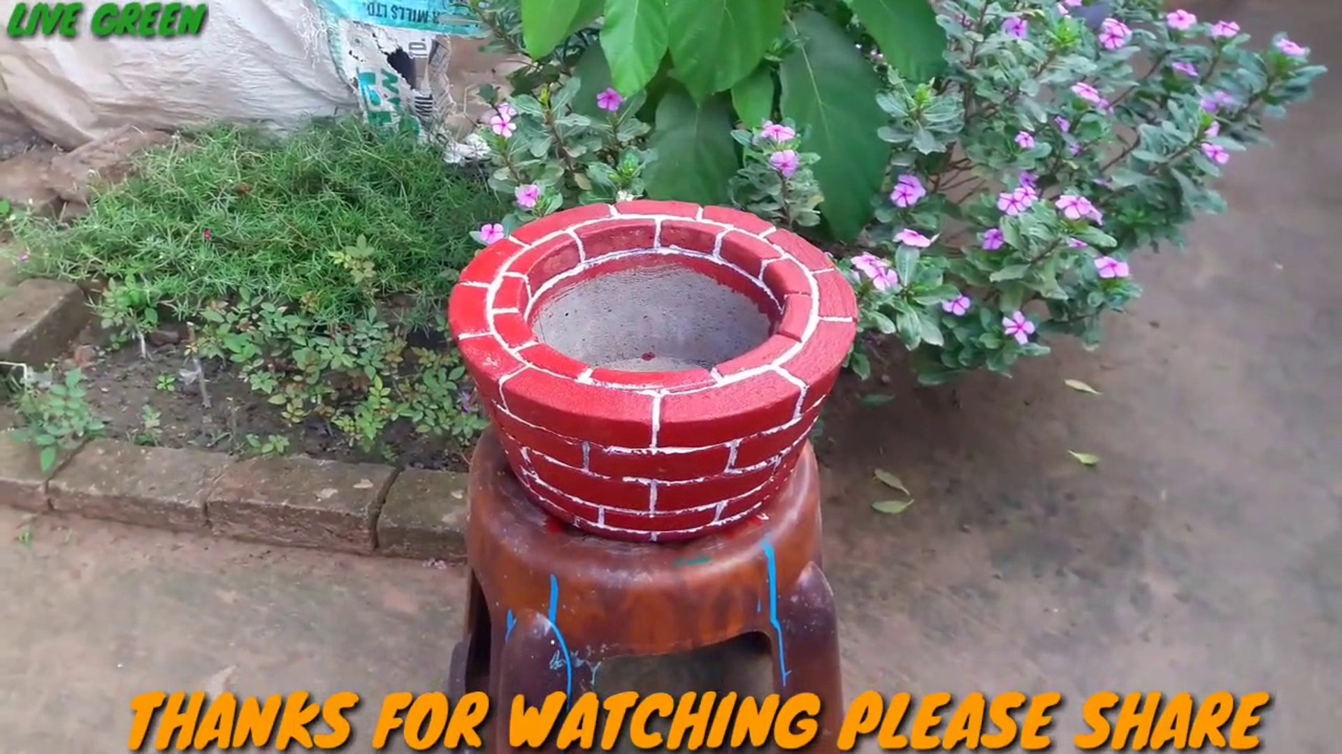 Flower pot with brick style  how to male brick style flower pot