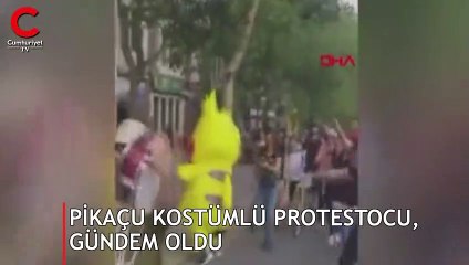 Pikaçu kostümlü protestocu, gündem oldu