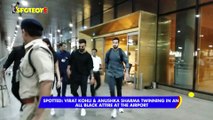 Spotted: Virat Kohli & Anushka Sharma twinning in an all black attire at the Airport