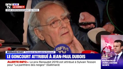 Download Video: Prix Goncourt: pour Bernard Pivot, le lauréat Jean-Paul Dubois 