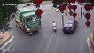 Chinese cyclist miraculously survives being run over by truck