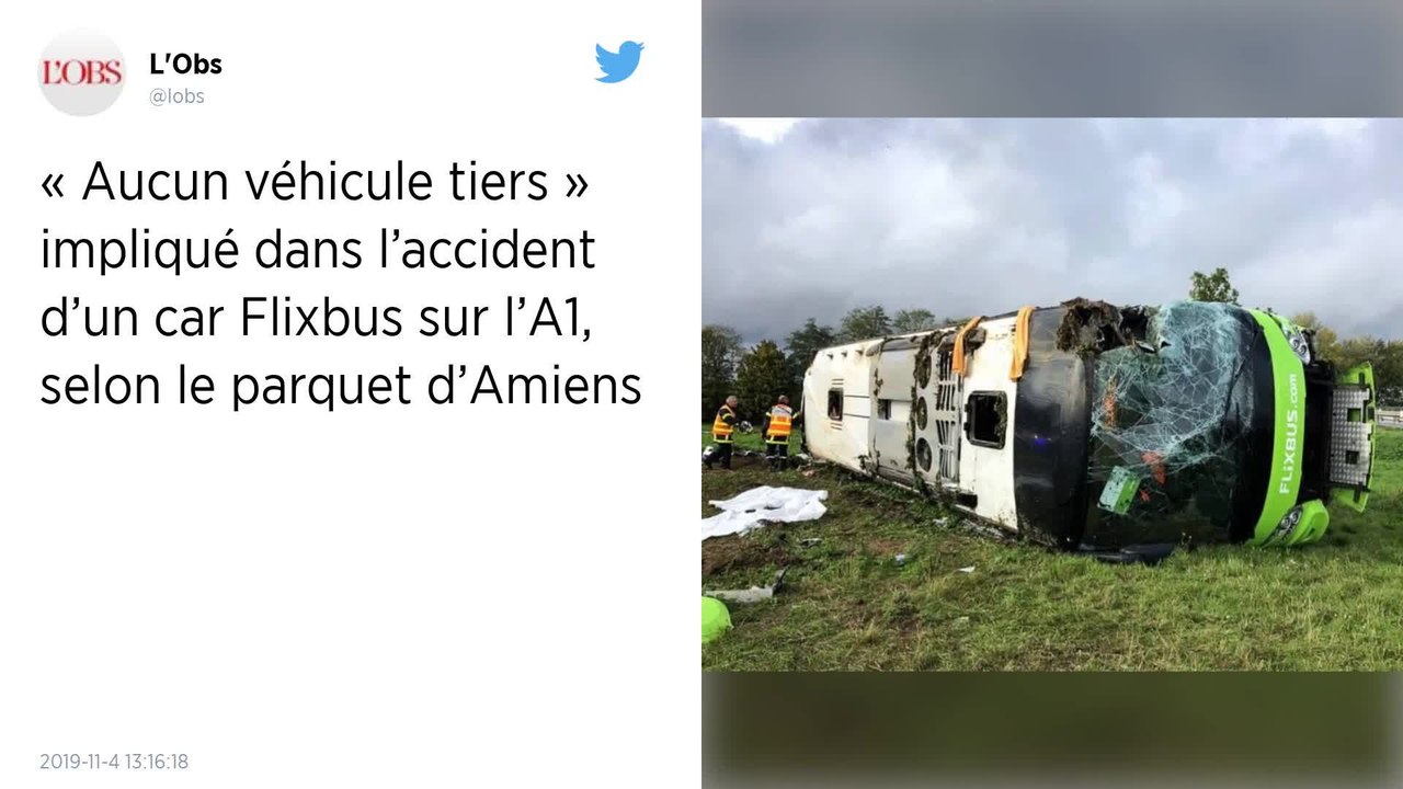 Accident d’un car Flixbus sur l’A1. « Aucun véhicule tiers » impliqué selon le parquet d’Amiens