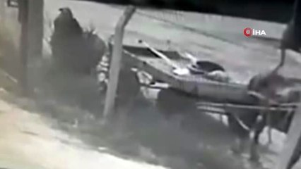 At arabalı hırsızlar güvenlik kamerasında