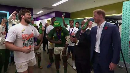 Prince Harry congratulates Springboks after World Cup success