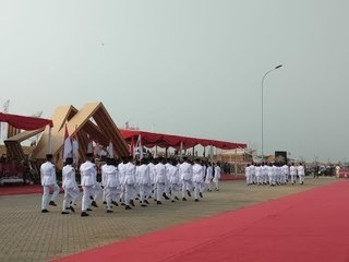 Suasana Upacara Peringatan HUT ke-74 RI di Pulau Reklamasi