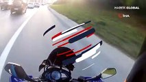 Korkutan motosiklet kazası kask kamerasında