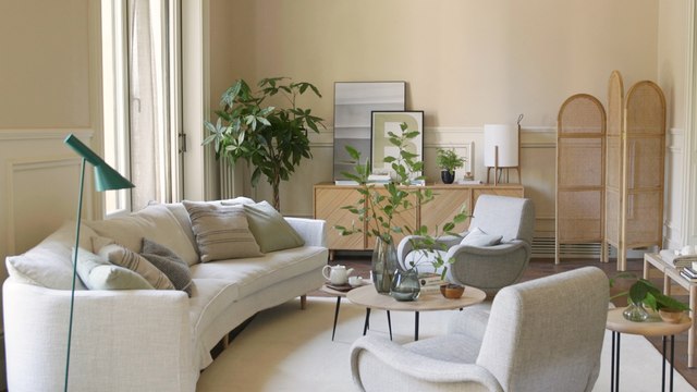 Un salón clásico con muebles modernos