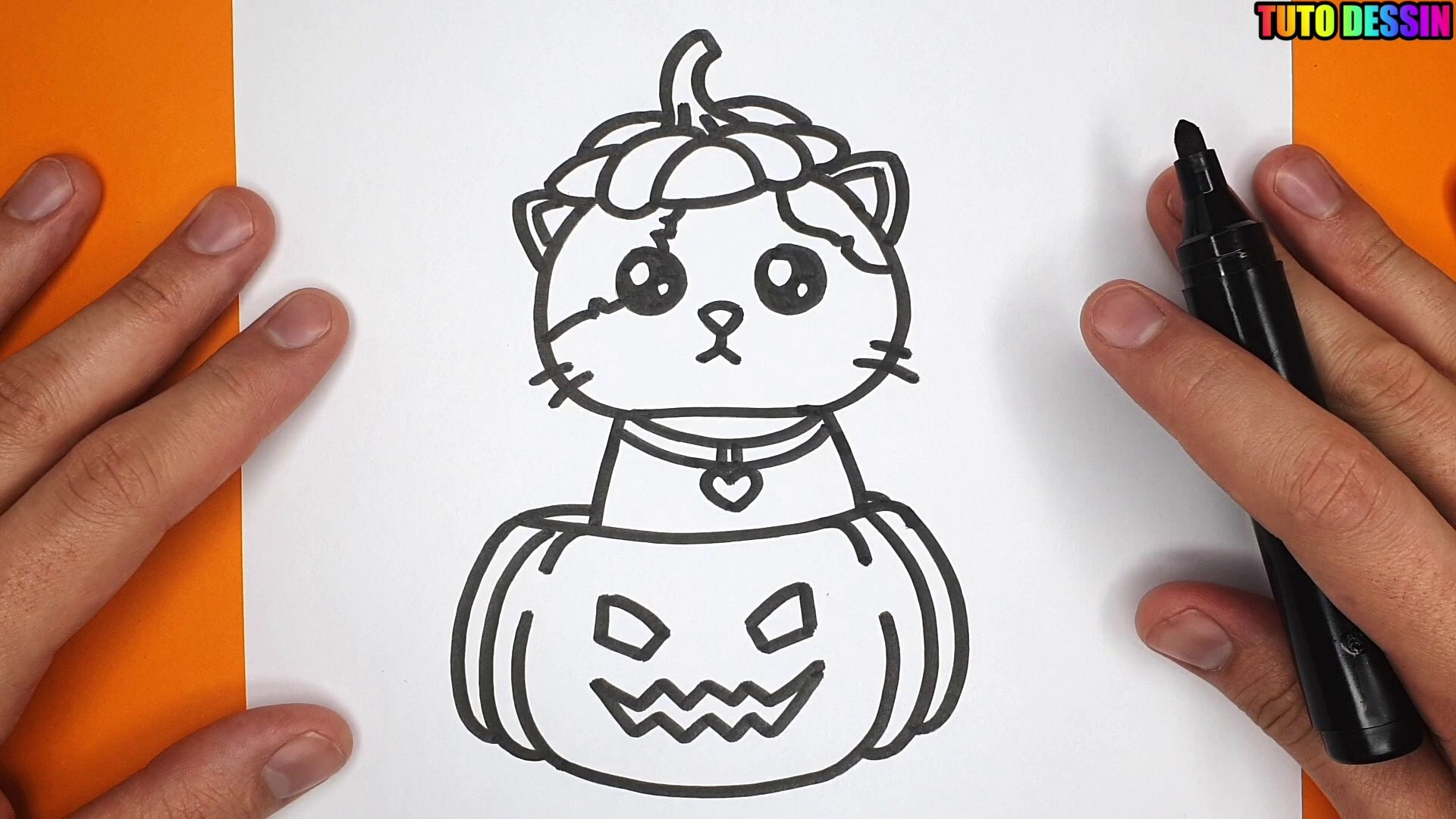 Comment Dessiner Un Chat Kawaii Dans Une Citrouille D Halloween Video Dailymotion