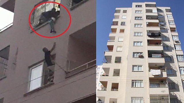 Pencerede asılı kalan çocuk ölümden döndü
