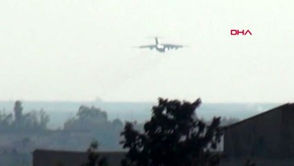 Kamışlı'ya inen rus uçağı nusaybin'den görüntülendi