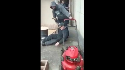 Guy Tried To Start A Lawn Mower And Ends Up Falling In A Ditch