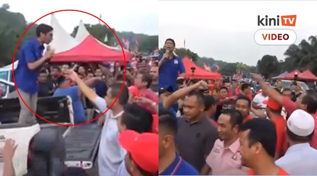 MB Johor bengang mahu ambil mikrofon dari Pemuda BN laung 'Hancur PH