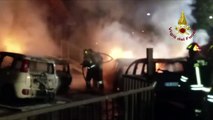 Milano - Via Forze Armate. l'incendio di 5 autovetture -2- (07.11.19)