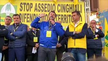 Ex Ilva, Salvini in piazza Montecitorio con Coldiretti: 