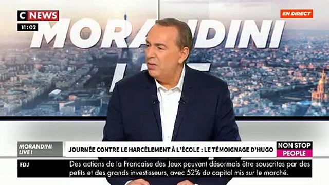 Journée contre le harcèlement scolaire: Le témoignage bouleversant d'Hugo, 20 ans, harcelé, ce matin dans Morandini Live - VIDEO